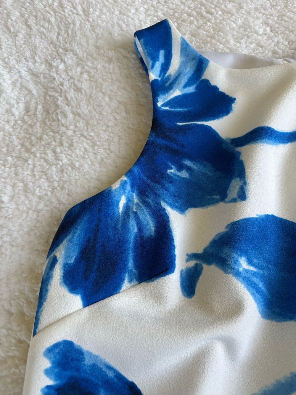 Lauren Ralph Lauren Blue Watercolor Floral Crepe Shift Dress - Size 8 - Picture 8 of 17